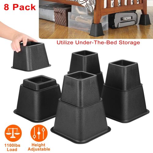 8Pcs Furniture Risers 500kg 1100lbs Capacity Bed Lifters Adjustable Couch Table Chair Risers 8Pcs Furniture Risers 500kg 1100lbs Capacity Bed Lifters Adjustable Couch Table Chair Risers