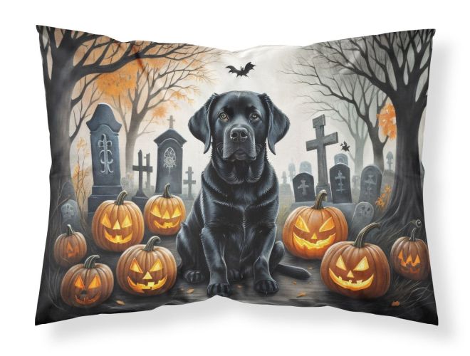 Black Labrador Retriever Spooky Halloween Standard Pillowcase Lightweight Super Soft Easy Care Decorative Artwork Pillowcase, Standard