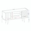 Manhattan Comfort Liberty 53.14" Mid-Century Modern TV Stand with 5 Shelves and 1 Door in Rustic Brown and White with Solid Wood Legs