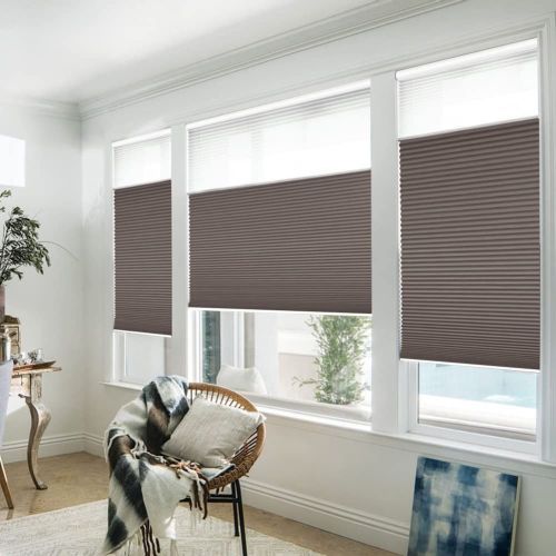 WELLSOURCE Manual Cordless Day and Night Cellular Shades Non Blackout Light Filtering Honeycomb Fabric for Home, Office, Hotel, Club